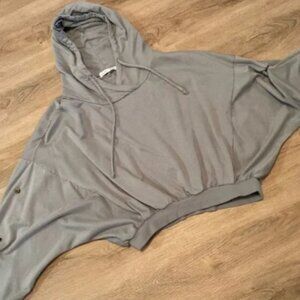 YOUNG FABULOUS & BROKE OVERSIZED HOODIE CROPPED SWEATSHIRT M/L SLATE GREY